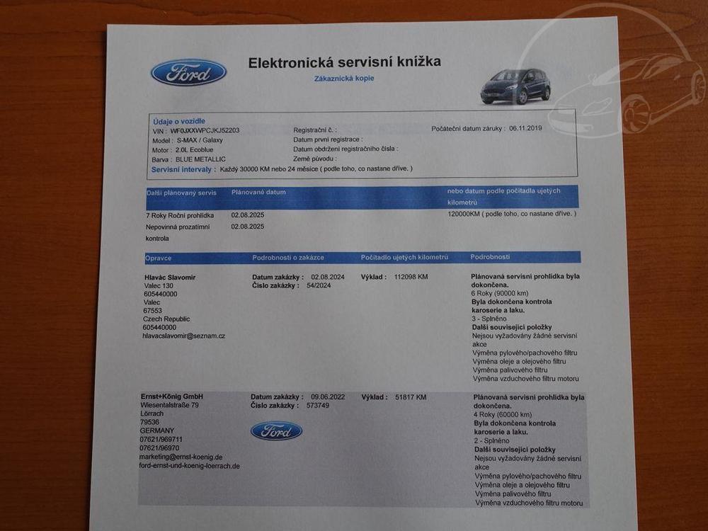 Ford S-Max 140 kW, AT8, LED, ACC, KAMERA