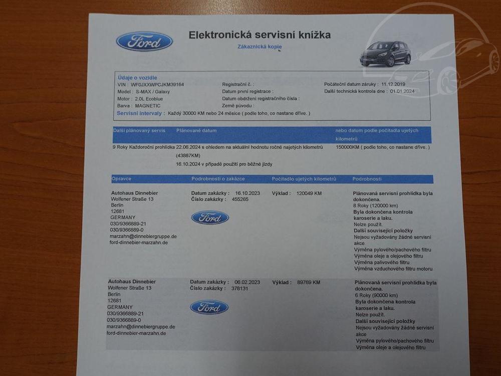 Ford S-Max 110 kW, REZERVOVNO!