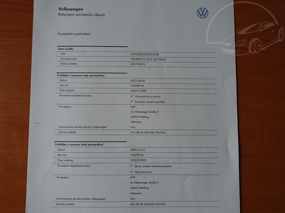 Volkswagen Touran 2.0 TDi Highline 140 kW  BI-XE
