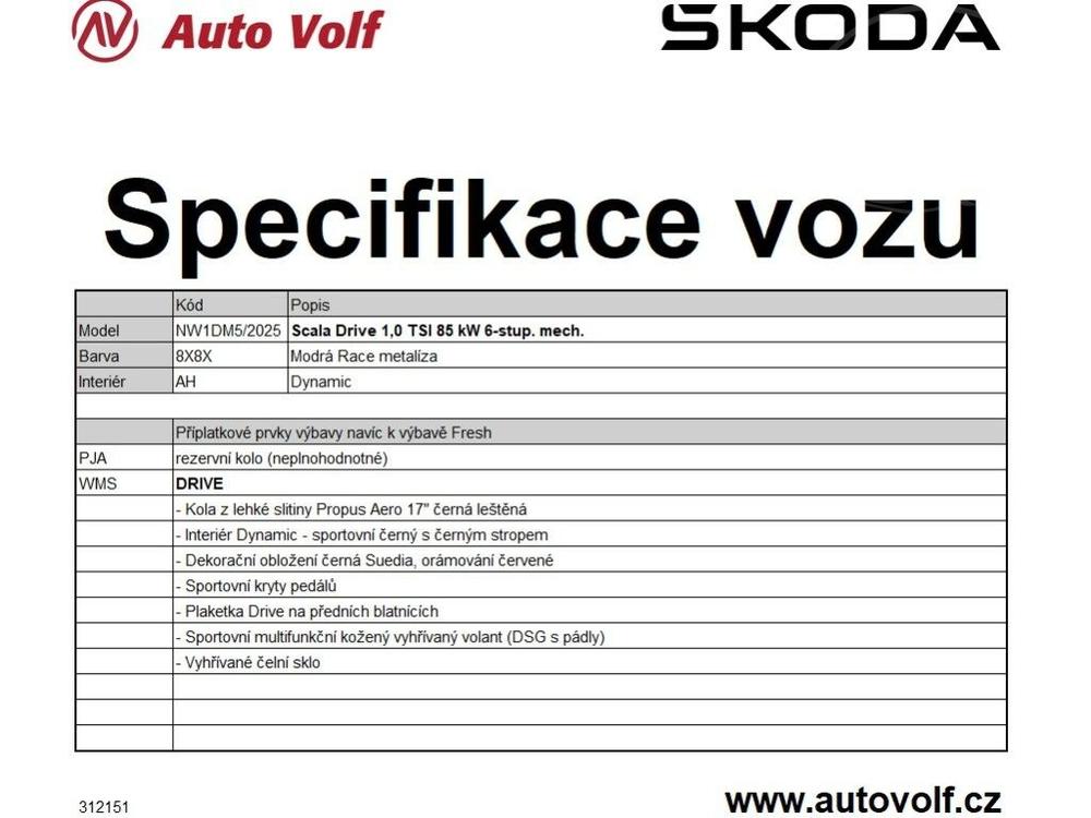 koda Scala DRIVE 1,0TSI 85kW