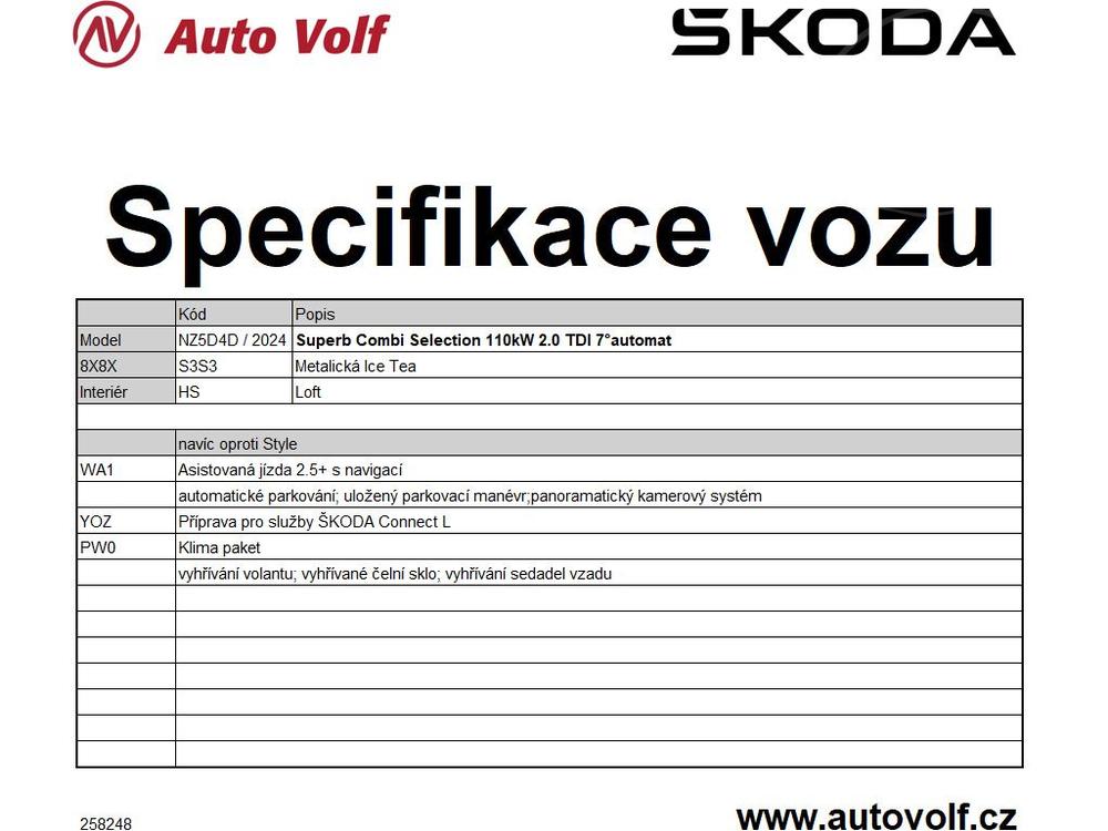 koda Superb Selection 2,0TDI 110kW