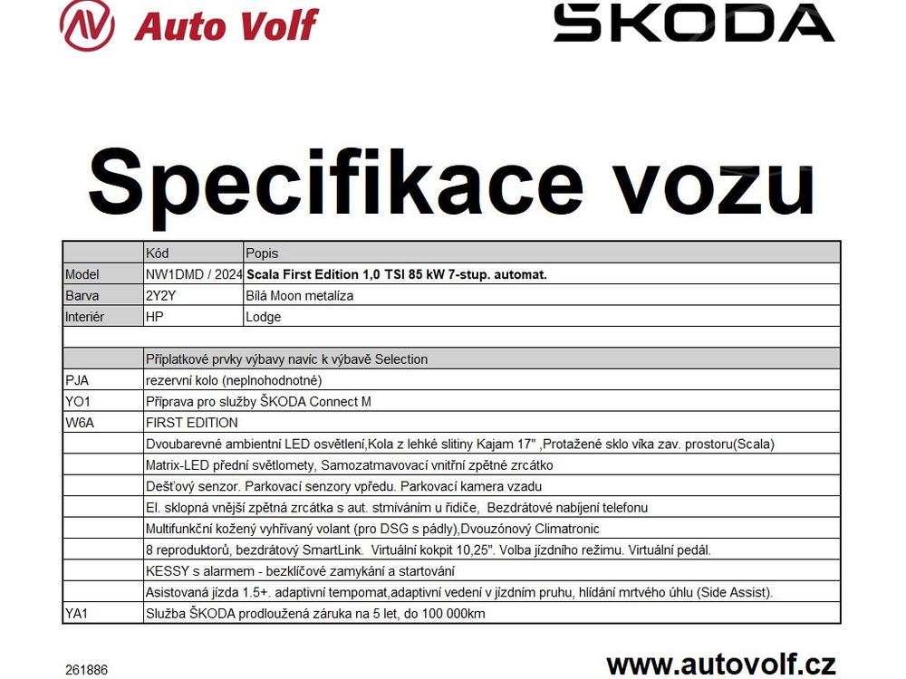 koda Scala First Edition 1,0TSI 85kW