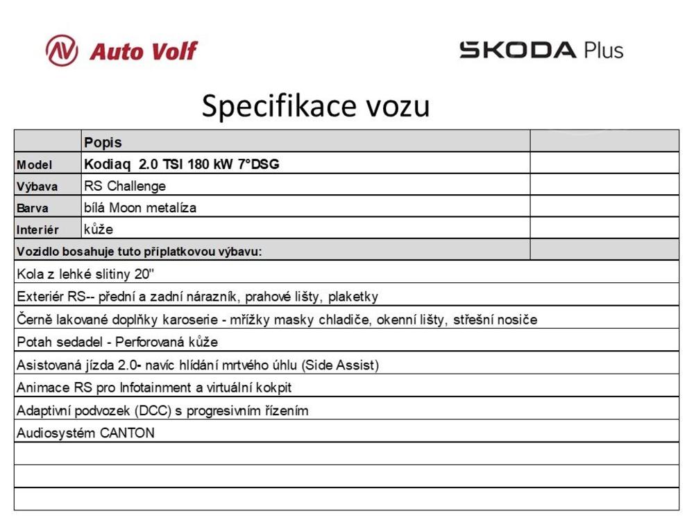 koda Kodiaq RS Challenge 2.0 TSI 180 kW 7