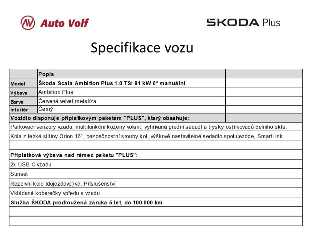 koda Scala Ambition Plus 1.0TSi 81kW 6 m