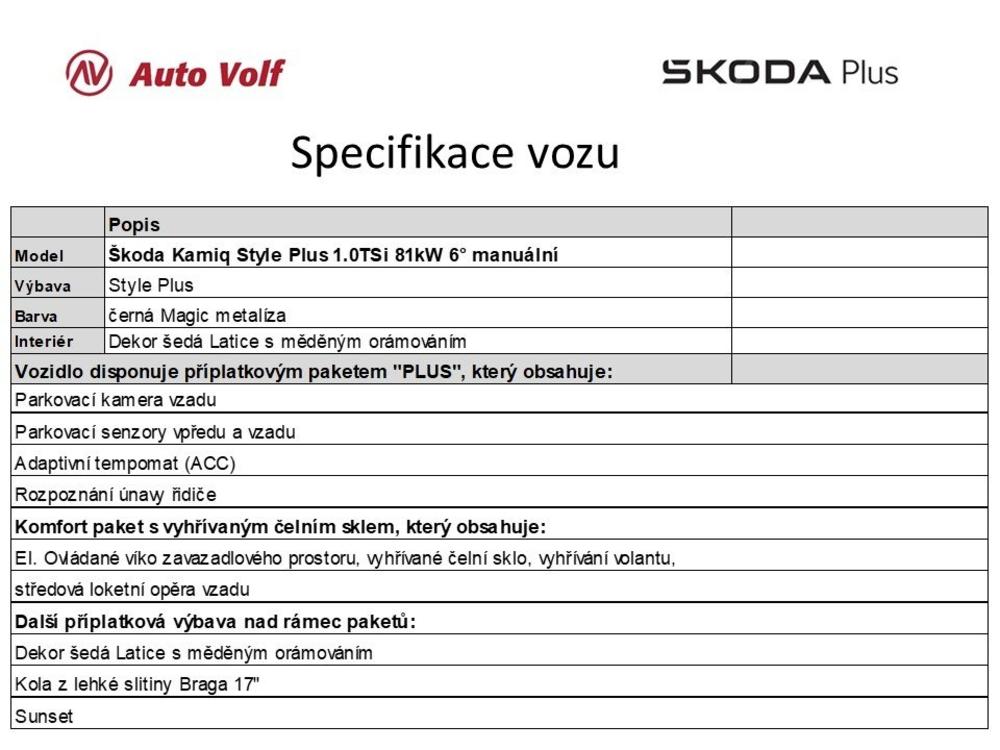 koda Kamiq Style Plus 1.0TSi 81kW 6 manu