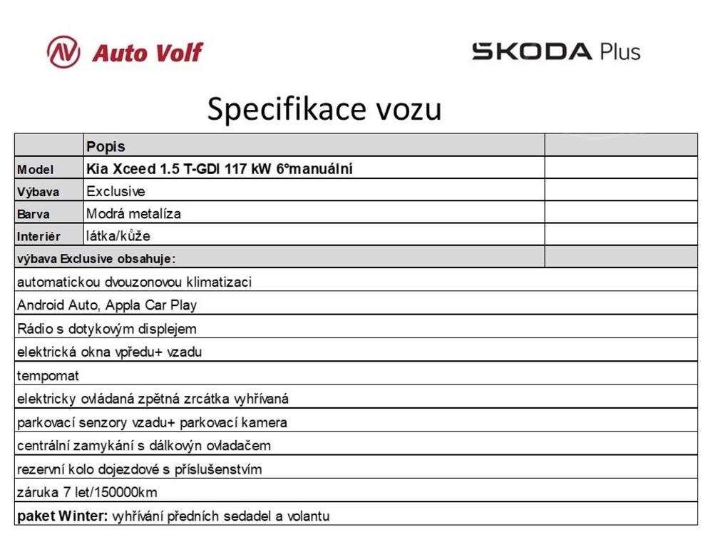 Kia XCeed Exclusive 1.5 T-GDI 117 kW 6m