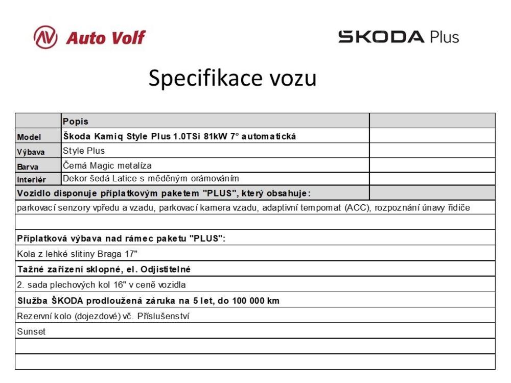 koda Kamiq Style Plus 1.0TSi 81kW 7 auto