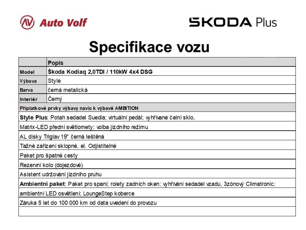 koda Kodiaq Style Plus 2,0TDI / 110 kW 4x4