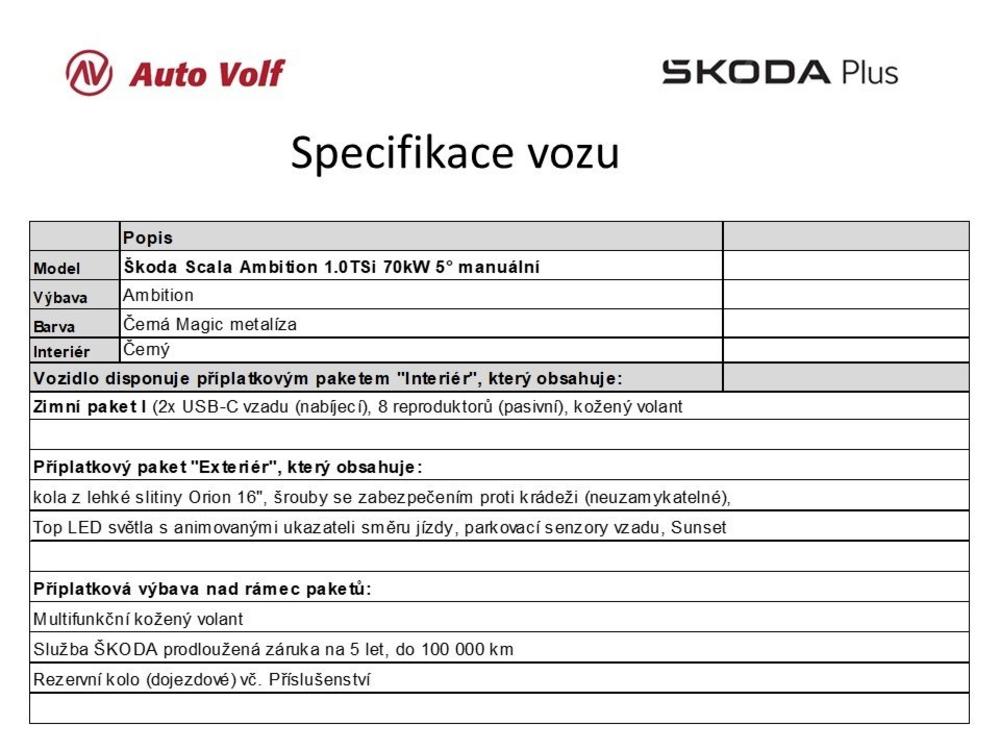 koda Scala Ambition 1.0TSi 70kW 5 manul