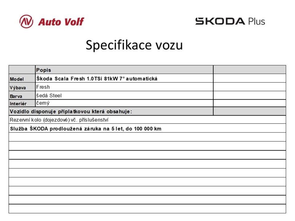 koda Scala Fresh 1.0TSi 81kW 6 manuln