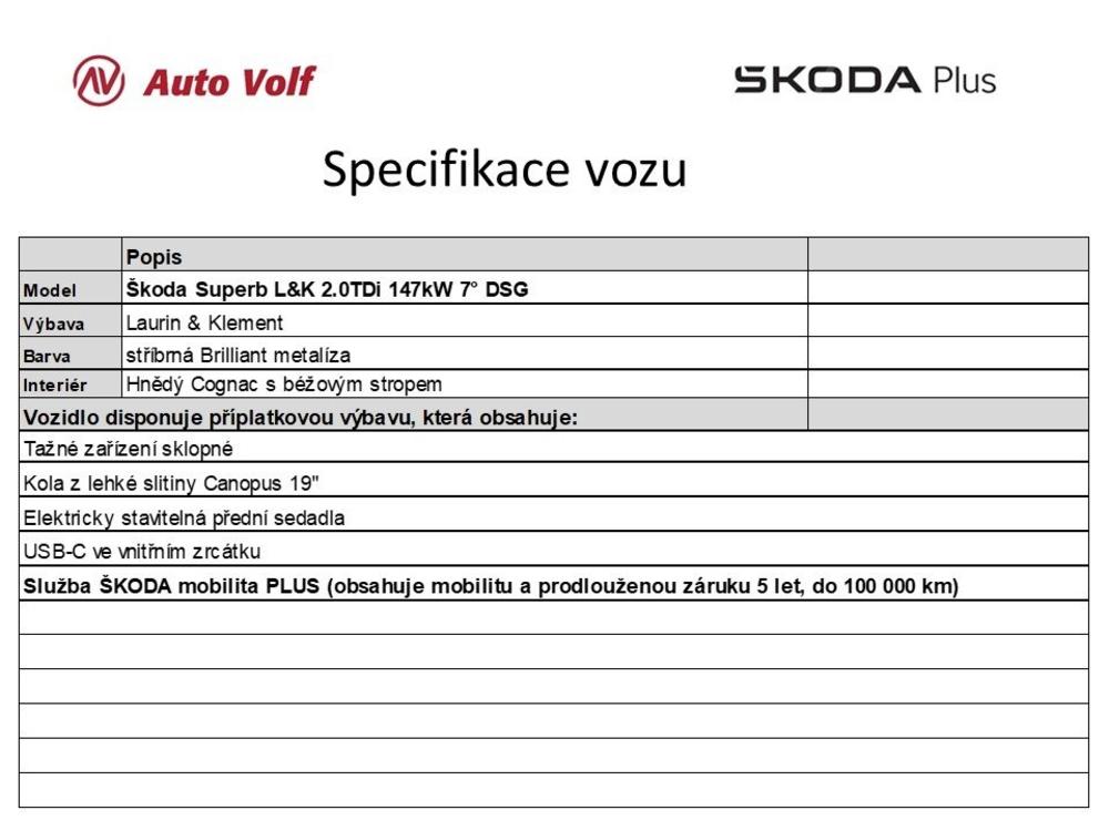 koda Superb L&K 2.0TDi 147kW 7 automatick