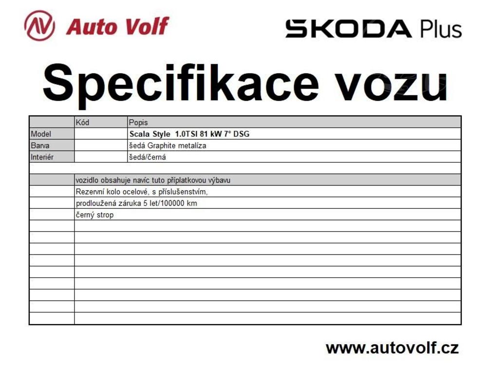 koda Scala Style 81kW 1.0TSI 7automatick