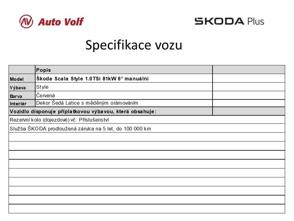 koda Scala Style 1.0TSi 81kW 6 manuln