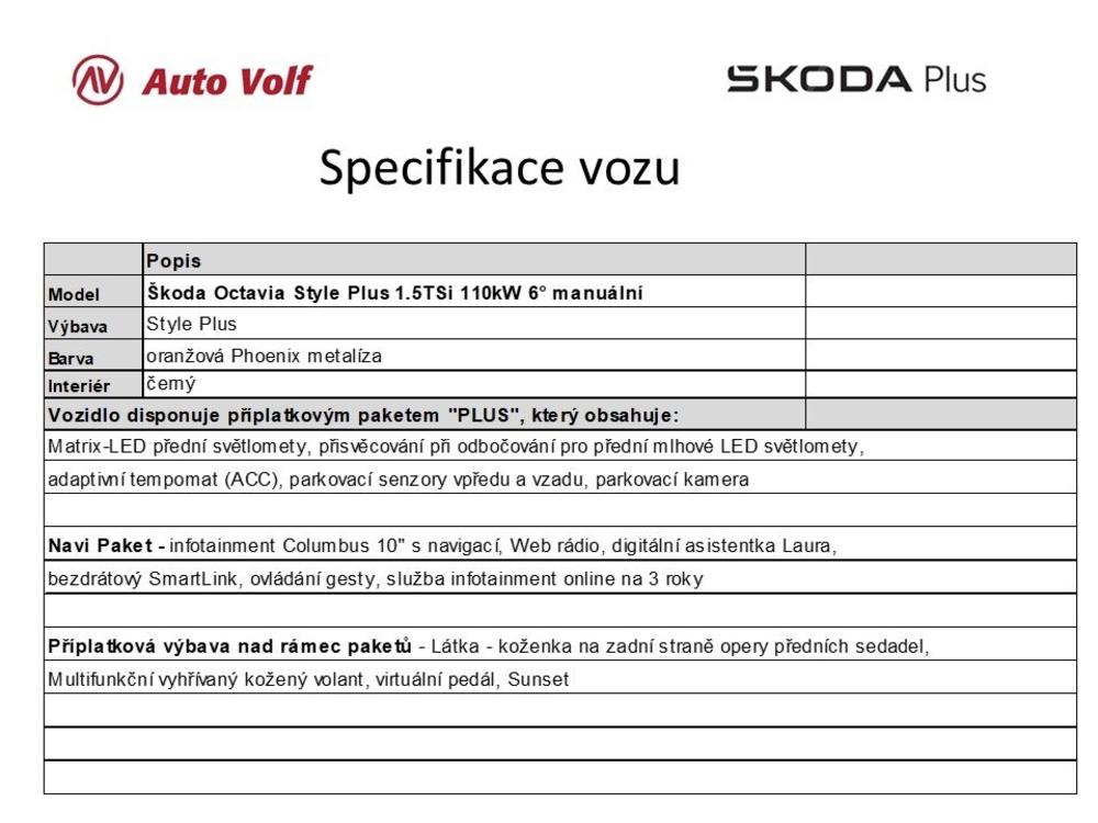 koda Octavia kombi Style Plus 1.5TSi 110kW