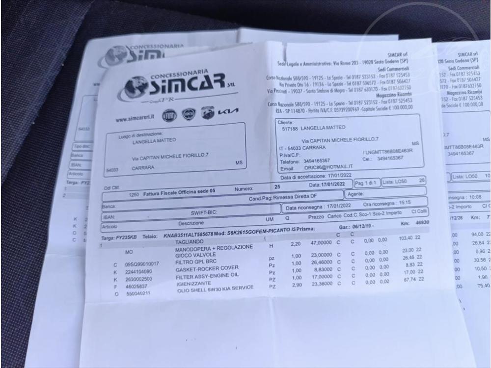 Kia Picanto 1,0 i LPG Kamera,Klima ZRUKA