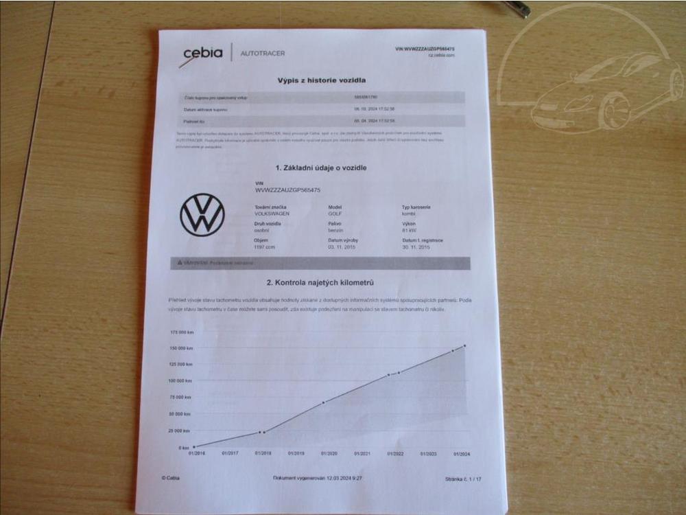 Volkswagen Golf 1,2 TSI 81 kW, klima,servis,CZ