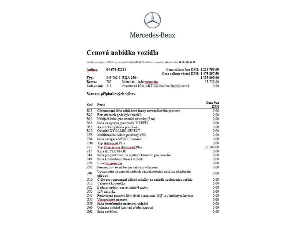 Mercedes-Benz EQA 250+ ELECTRIC prmie