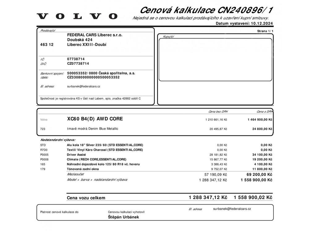 Volvo XC60 B4 AWD CORE | 1.MAJ. R